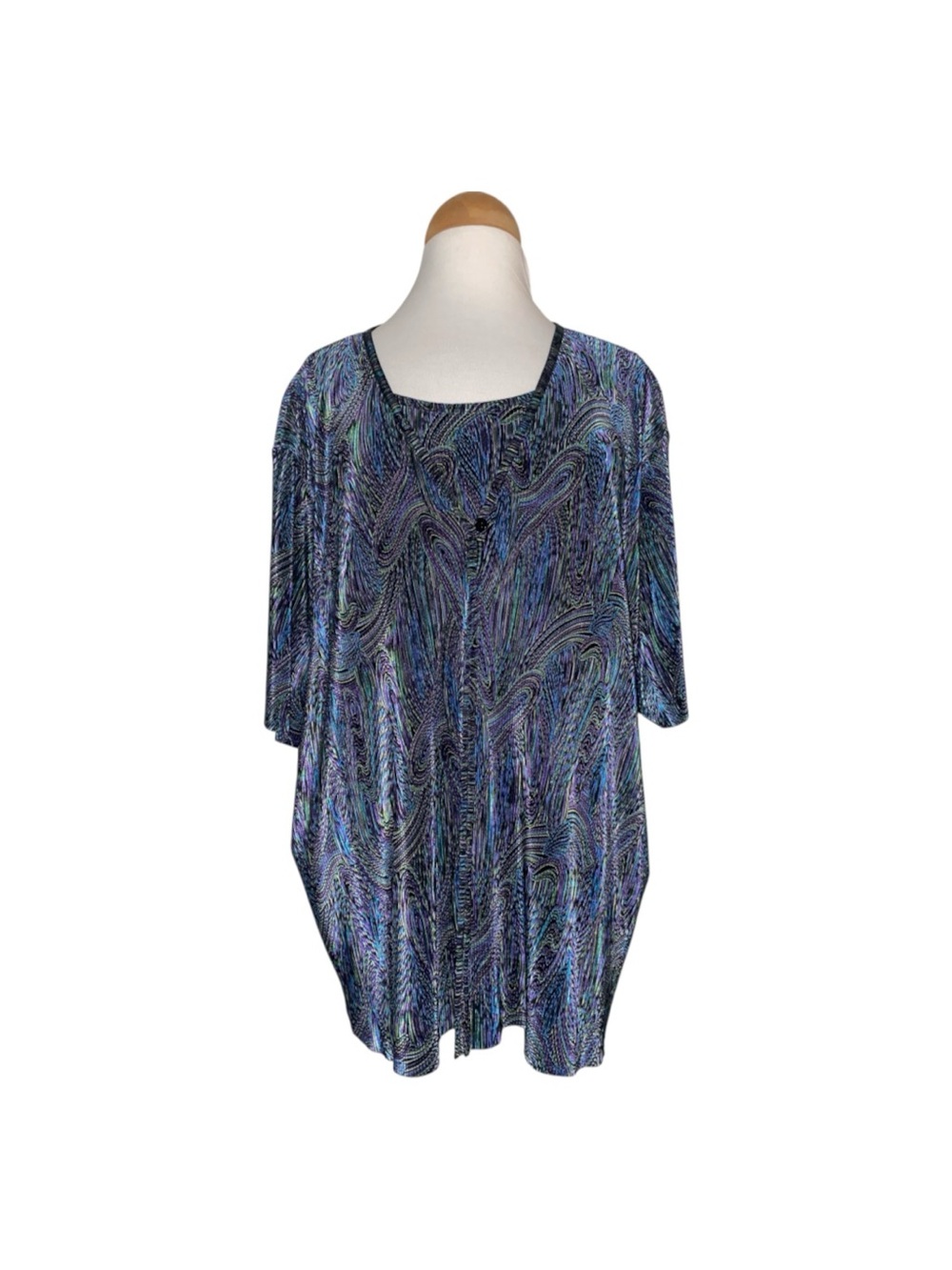 Fashion Bug Vtg Plus 3X Cardigan built in Tank Abstract Tunic Scoop 3/4